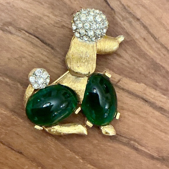 Green Domed Double Jelly Bellied Sitting Poodle Brooch Fun, Whimsical, Stylish - Picture 11 of 17